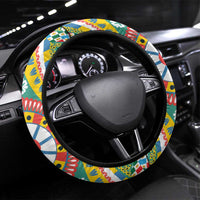 Sicily Italy Carretto Siciliano Steering Wheel Cover Green Sicilian Cart Wheel Pattern