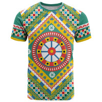 Sicily Italy Carretto Siciliano T Shirt Green Sicilian Cart Wheel Pattern