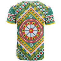 Sicily Italy Carretto Siciliano T Shirt Green Sicilian Cart Wheel Pattern