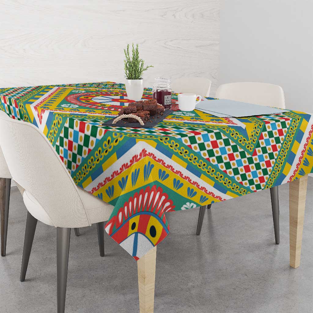 Sicily Italy Carretto Siciliano Tablecloth Green Sicilian Cart Wheel Pattern