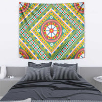 Sicily Italy Carretto Siciliano Tapestry Green Sicilian Cart Wheel Pattern
