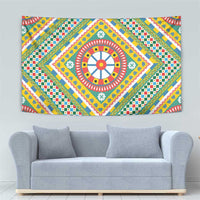 Sicily Italy Carretto Siciliano Tapestry Green Sicilian Cart Wheel Pattern