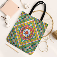 Sicily Italy Carretto Siciliano Tote Bag Green Sicilian Cart Wheel Pattern