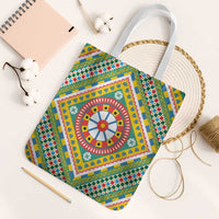 Sicily Italy Carretto Siciliano Tote Bag Green Sicilian Cart Wheel Pattern