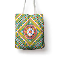 Sicily Italy Carretto Siciliano Tote Bag Green Sicilian Cart Wheel Pattern