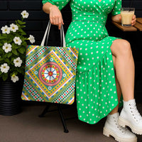 Sicily Italy Carretto Siciliano Tote Bag Green Sicilian Cart Wheel Pattern