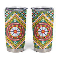 Sicily Italy Carretto Siciliano Tumbler Cup Green Sicilian Cart Wheel Pattern