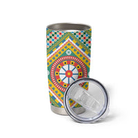 Sicily Italy Carretto Siciliano Tumbler Cup Green Sicilian Cart Wheel Pattern