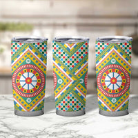 Sicily Italy Carretto Siciliano Tumbler Cup Green Sicilian Cart Wheel Pattern