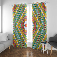 Sicily Italy Carretto Siciliano Window Curtain Green Sicilian Cart Wheel Pattern