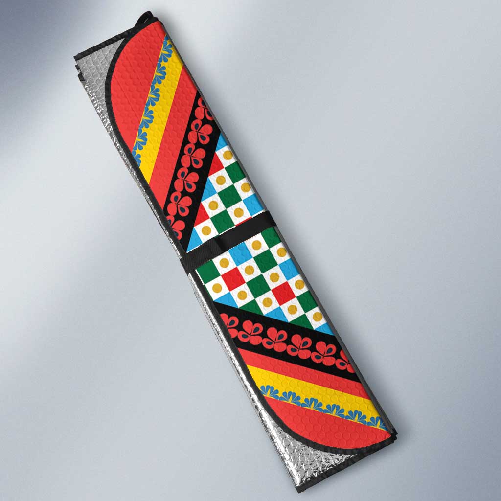 Sicily Italy Carretto Siciliano Auto Sun Shade Red Sicilian Cart Wheel Pattern