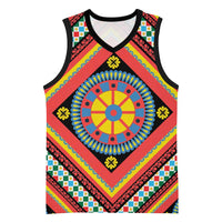 Sicily Italy Carretto Siciliano Basketball Jersey Red Sicilian Cart Wheel Pattern