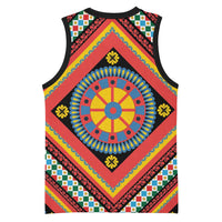 Sicily Italy Carretto Siciliano Basketball Jersey Red Sicilian Cart Wheel Pattern