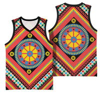 Sicily Italy Carretto Siciliano Basketball Jersey Red Sicilian Cart Wheel Pattern
