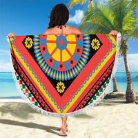 Sicily Italy Carretto Siciliano Beach Blanket Red Sicilian Cart Wheel Pattern