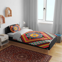 Sicily Italy Carretto Siciliano Bedding Set Red Sicilian Cart Wheel Pattern