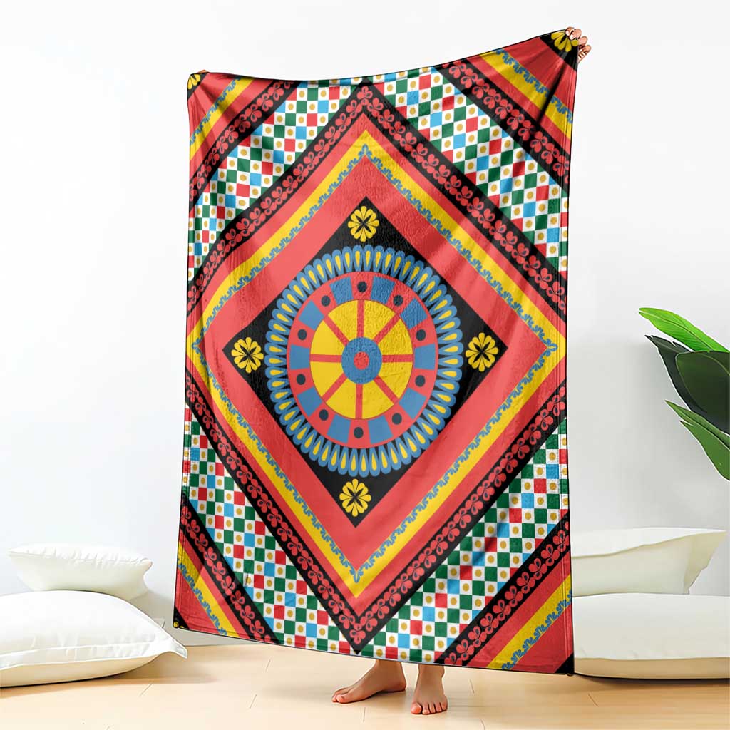 Sicily Italy Carretto Siciliano Blanket Red Sicilian Cart Wheel Pattern