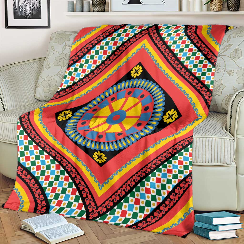 Sicily Italy Carretto Siciliano Blanket Red Sicilian Cart Wheel Pattern