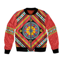 Sicily Italy Carretto Siciliano Bomber Jacket Red Sicilian Cart Wheel Pattern