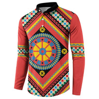 Sicily Italy Carretto Siciliano Button Sweatshirt Red Sicilian Cart Wheel Pattern