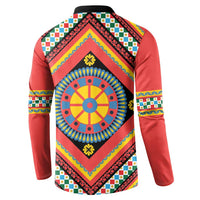 Sicily Italy Carretto Siciliano Button Sweatshirt Red Sicilian Cart Wheel Pattern