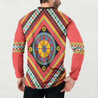 Sicily Italy Carretto Siciliano Button Sweatshirt Red Sicilian Cart Wheel Pattern