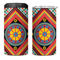 Sicily Italy Carretto Siciliano 4 in 1 Can Cooler Tumbler Red Sicilian Cart Wheel Pattern