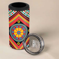 Sicily Italy Carretto Siciliano 4 in 1 Can Cooler Tumbler Red Sicilian Cart Wheel Pattern