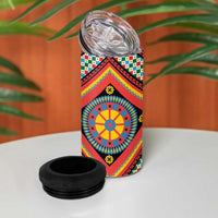 Sicily Italy Carretto Siciliano 4 in 1 Can Cooler Tumbler Red Sicilian Cart Wheel Pattern