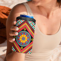 Sicily Italy Carretto Siciliano 4 in 1 Can Cooler Tumbler Red Sicilian Cart Wheel Pattern