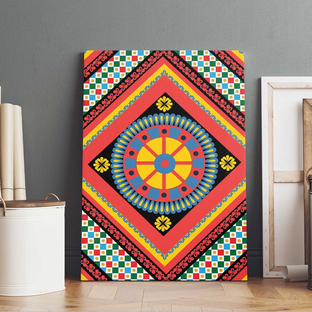 Sicily Italy Carretto Siciliano Canvas Wall Art Red Sicilian Cart Wheel Pattern