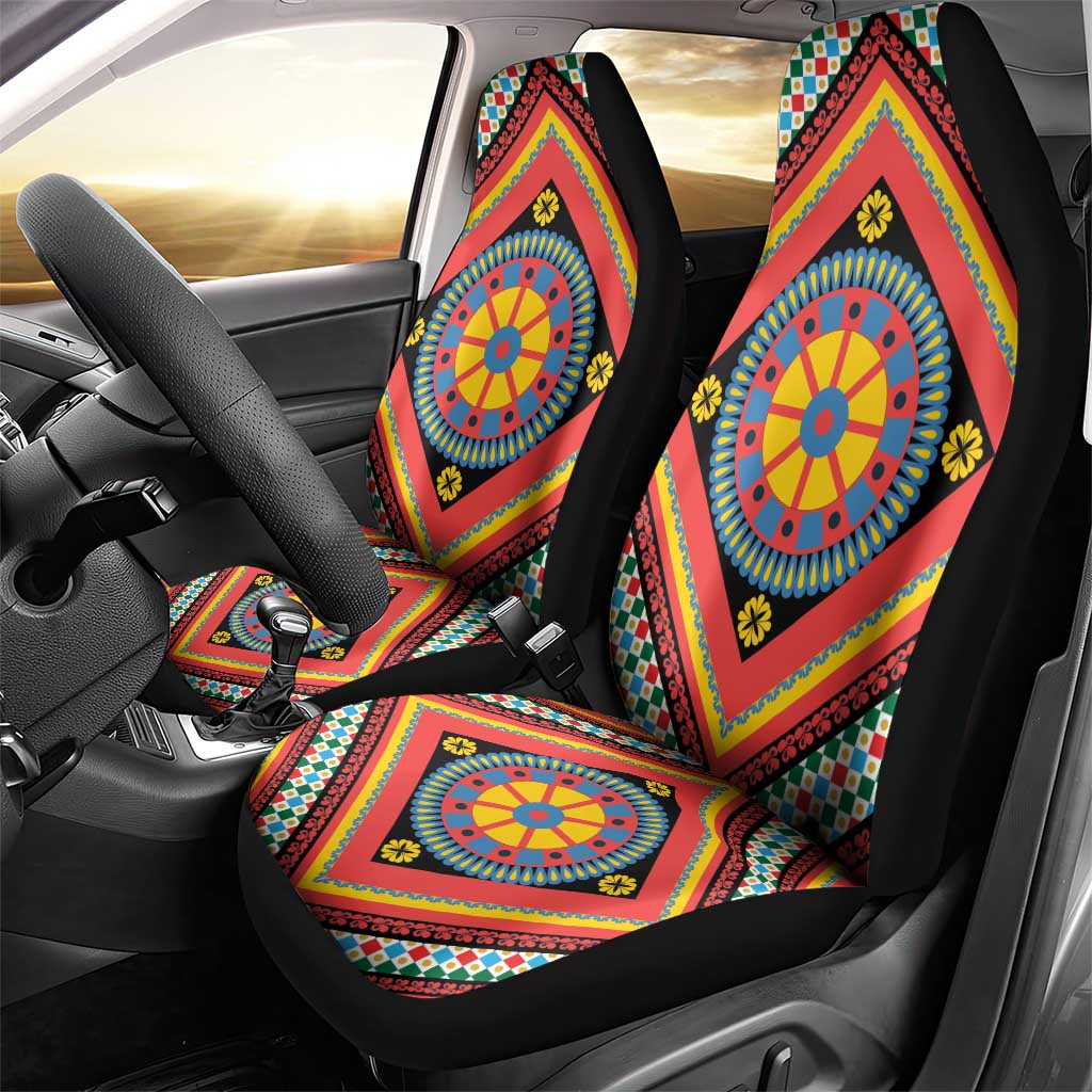 Sicily Italy Carretto Siciliano Car Seat Cover Red Sicilian Cart Wheel Pattern