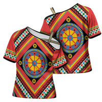 Sicily Italy Carretto Siciliano Cross Shoulder Shirt Red Sicilian Cart Wheel Pattern