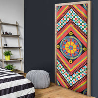 Sicily Italy Carretto Siciliano Door Cover Red Sicilian Cart Wheel Pattern