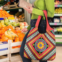 Sicily Italy Carretto Siciliano Grocery Bag Red Sicilian Cart Wheel Pattern
