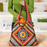 Sicily Italy Carretto Siciliano Grocery Bag Red Sicilian Cart Wheel Pattern