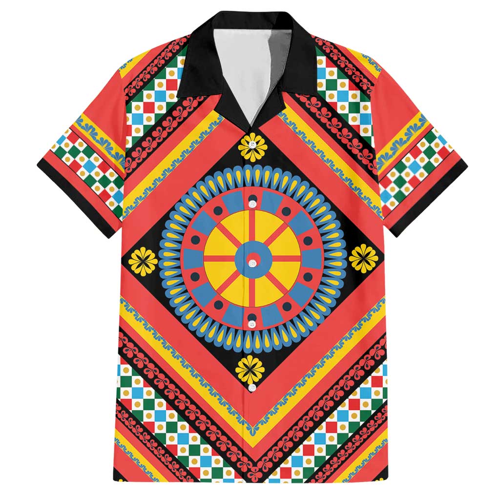 Sicily Italy Carretto Siciliano Hawaiian Shirt Red Sicilian Cart Wheel Pattern