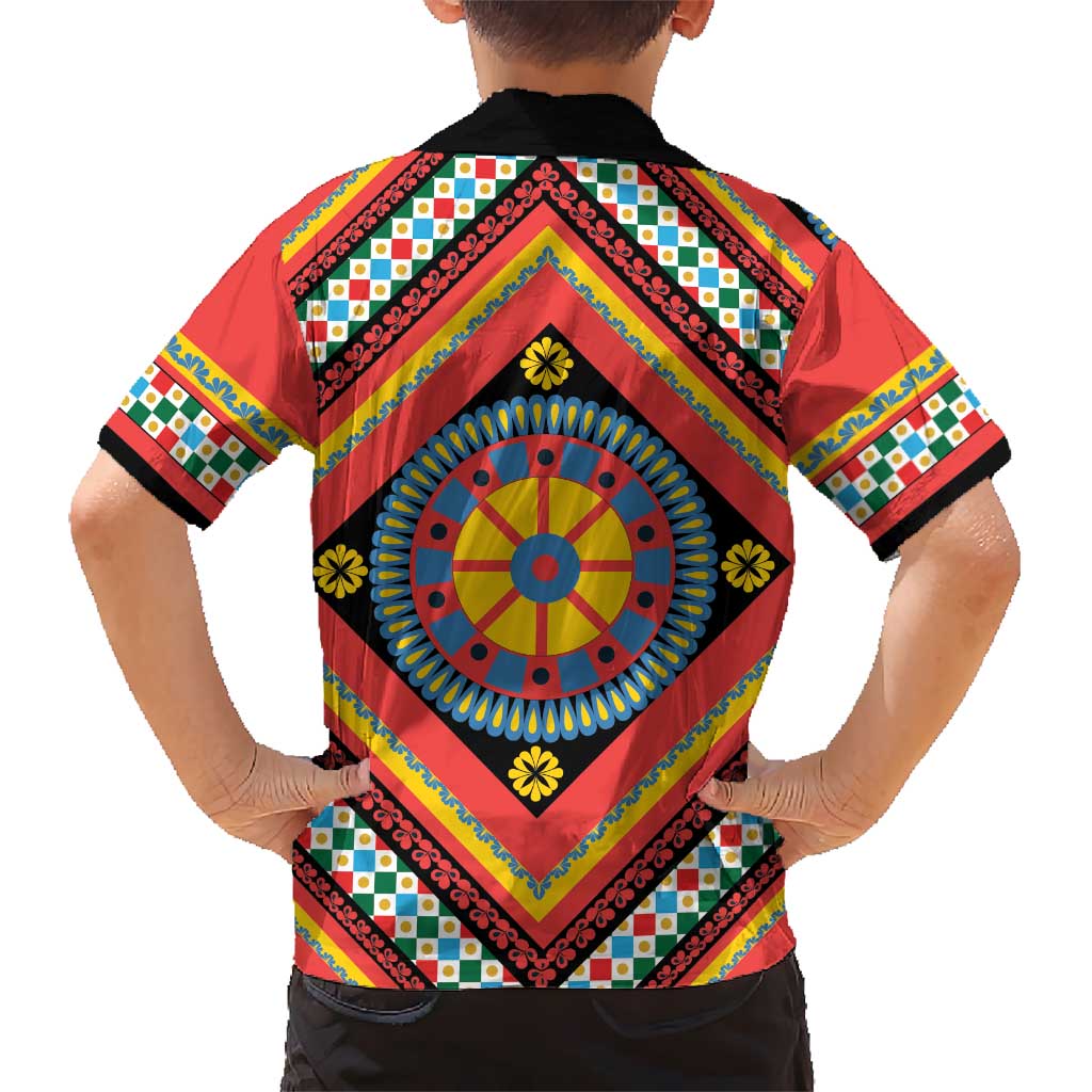 Sicily Italy Carretto Siciliano Hawaiian Shirt Red Sicilian Cart Wheel Pattern