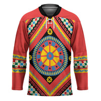 Sicily Italy Carretto Siciliano Hockey Jersey Red Sicilian Cart Wheel Pattern