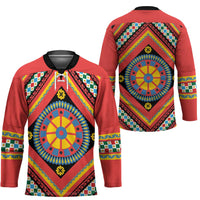 Sicily Italy Carretto Siciliano Hockey Jersey Red Sicilian Cart Wheel Pattern