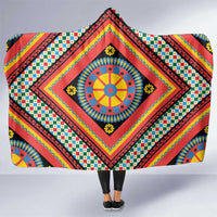 Sicily Italy Carretto Siciliano Hooded Blanket Red Sicilian Cart Wheel Pattern