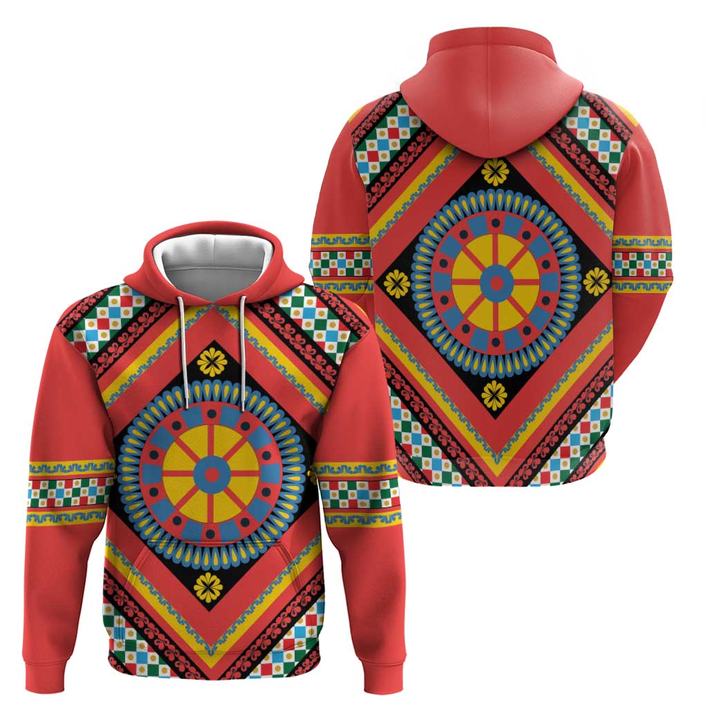 Sicily Italy Carretto Siciliano Hoodie Red Sicilian Cart Wheel Pattern