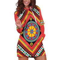 Sicily Italy Carretto Siciliano Hoodie Dress Red Sicilian Cart Wheel Pattern