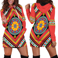 Sicily Italy Carretto Siciliano Hoodie Dress Red Sicilian Cart Wheel Pattern