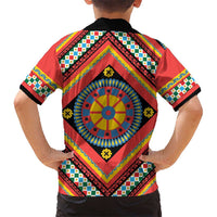 Sicily Italy Carretto Siciliano Kid Hawaiian Shirt Red Sicilian Cart Wheel Pattern