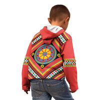 Sicily Italy Carretto Siciliano Kid Hoodie Red Sicilian Cart Wheel Pattern