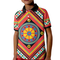 Sicily Italy Carretto Siciliano Kid Polo Shirt Red Sicilian Cart Wheel Pattern
