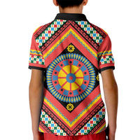 Sicily Italy Carretto Siciliano Kid Polo Shirt Red Sicilian Cart Wheel Pattern