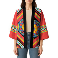 Sicily Italy Carretto Siciliano Kimono Red Sicilian Cart Wheel Pattern