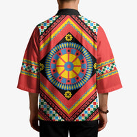 Sicily Italy Carretto Siciliano Kimono Red Sicilian Cart Wheel Pattern